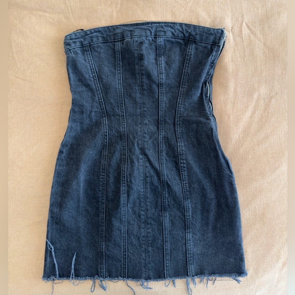 Zara denim mini dress. Really flattering!